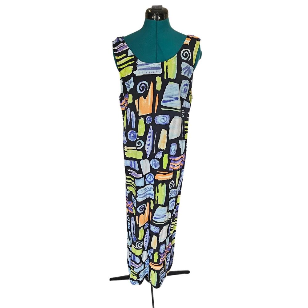Vintage Nina Piccalino Maxi Dress, Sleeveless Tie Waist, Size 16 - Picture 2 of 14